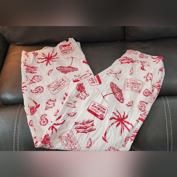 April Kiss Pants - April Kiss linen blend wide-leg with Fun Graphic Print Pants